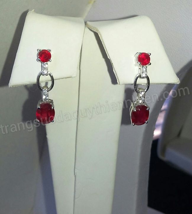Bông tai đá Ruby thiên nhiên - MS: RUER040 Bông tai đá Ruby thiên nhiên - MS: RUER040