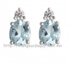 Bông tai đá Aquamarine thiên nhiên - MS: GEAQER013