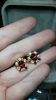 Bông tai đá Spinel đỏ thiên nhiên, đá tấm Kim cương thiên nhiên kèm giấy giám định theo yêu cầu